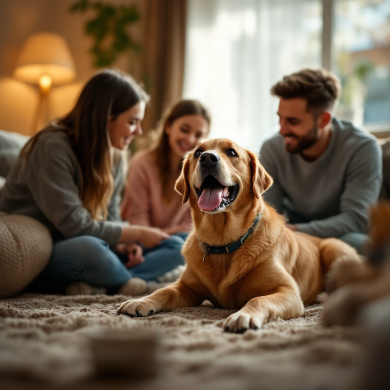 Labrador med familj