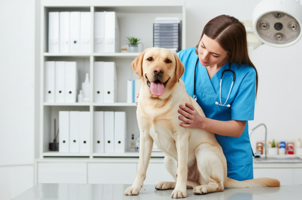 Labrador retriever hos veterinären
